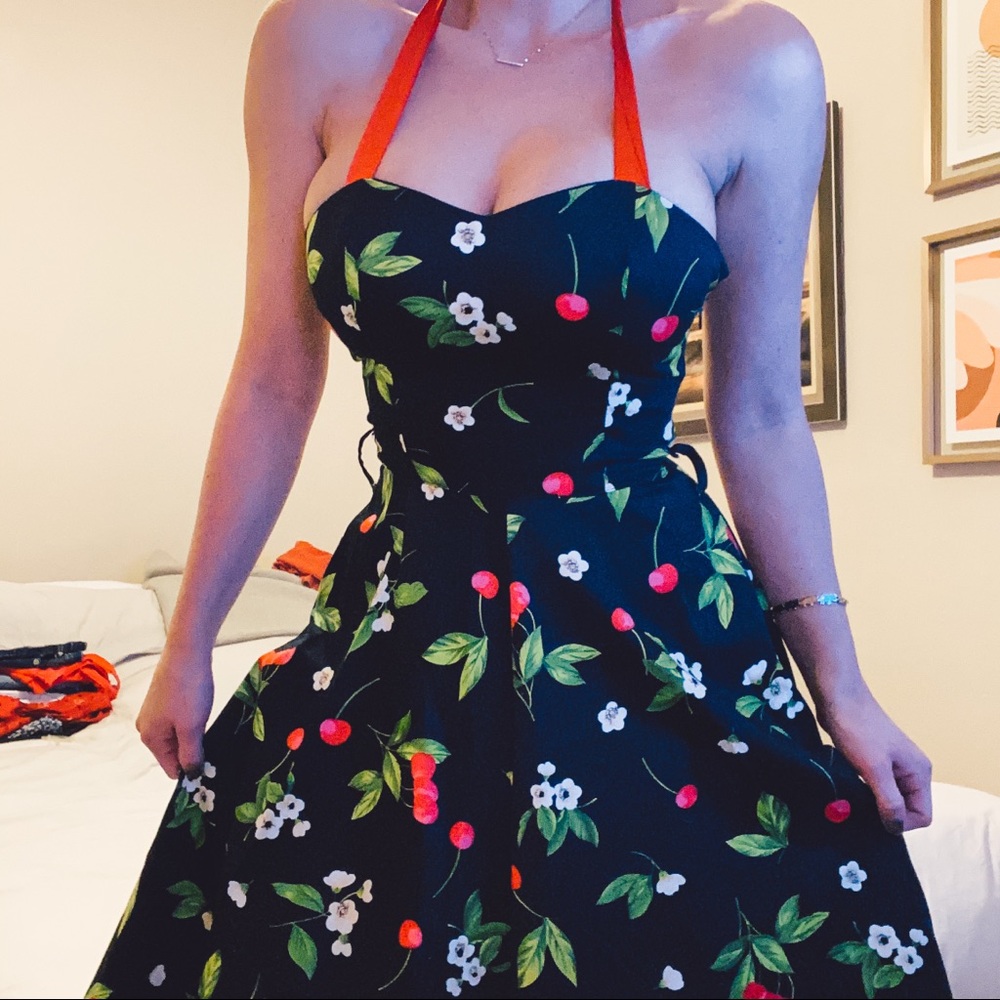 Vintage Inspired Pin Up Cherry Dress